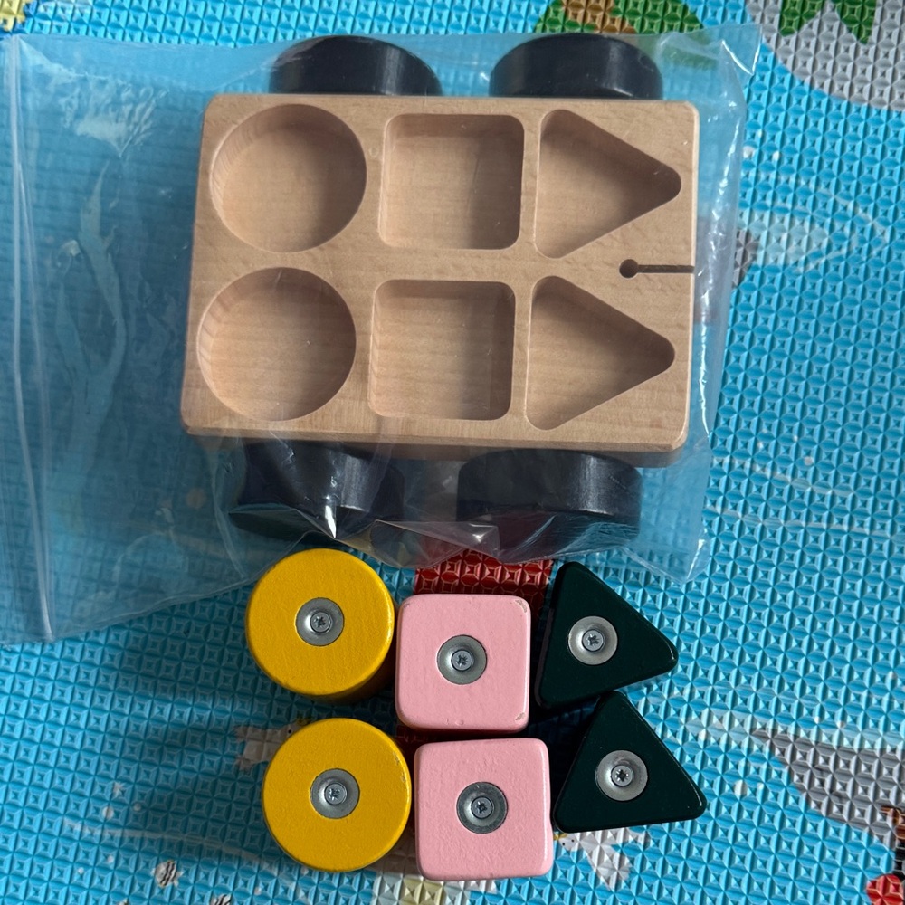 Wooden Shape Sorting Toy with Wheels
